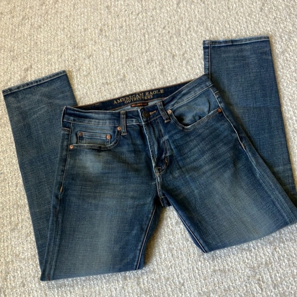 🦅. AMERICAN EAGLE 360 EXTREME FLEX MENS SIZE 29x30 SLIM STRAIGHT FIT JEANS